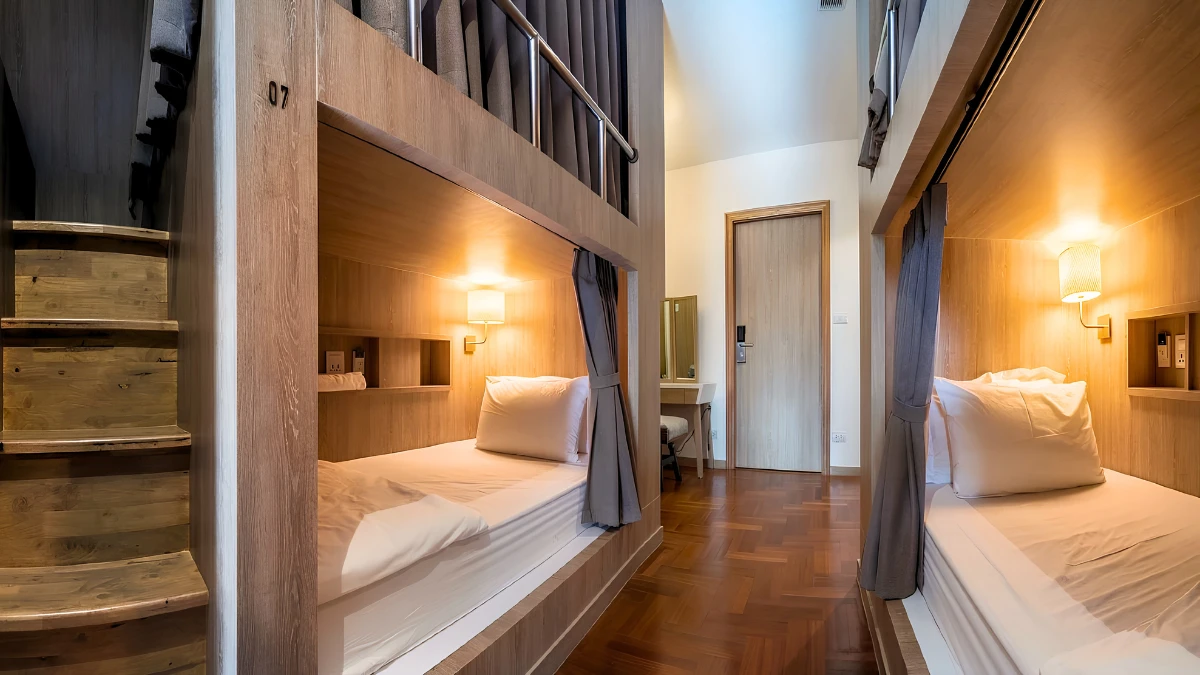 Lady Dormitory bed area at The Poshtel Bangkok By Benya
